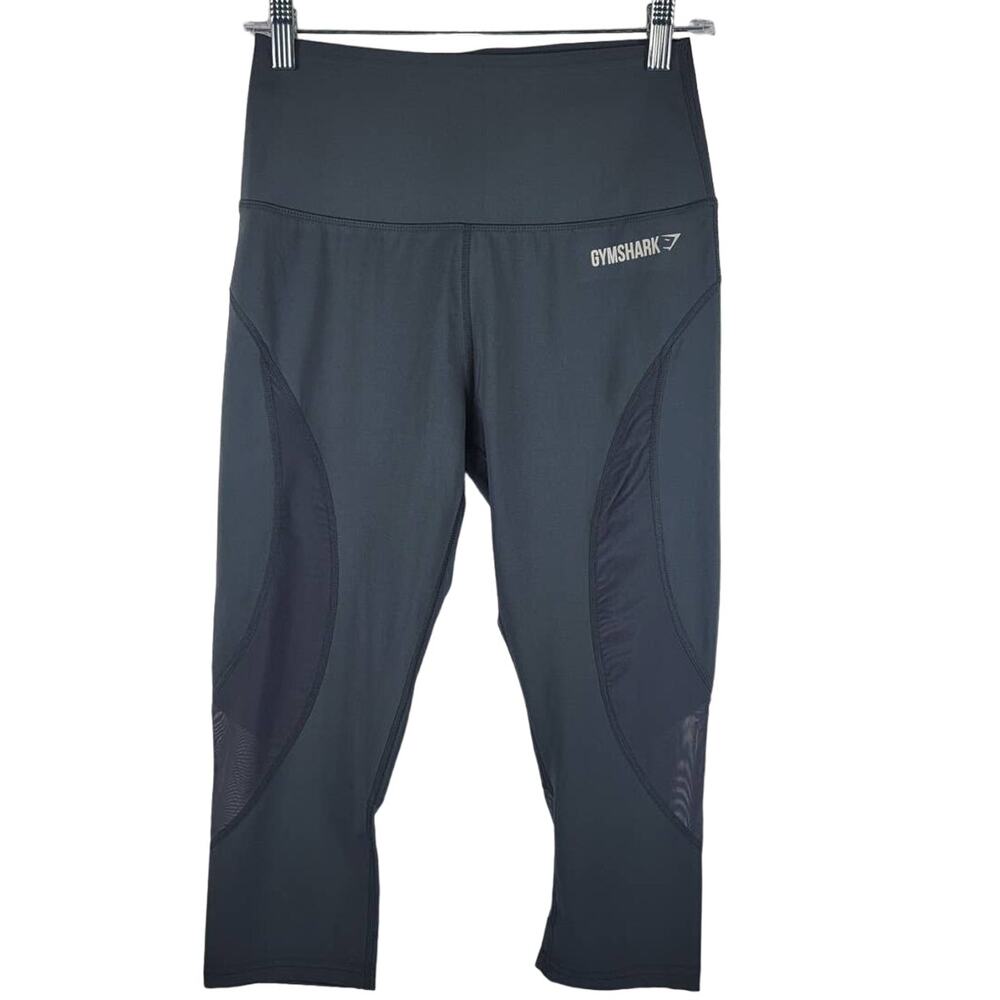 Gymshark Grey Athletic Hiking Mesh Detail On Legs Crop Women's Leggings S